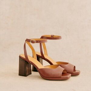 Sezane Maxine High Sandals Smooth Camel -